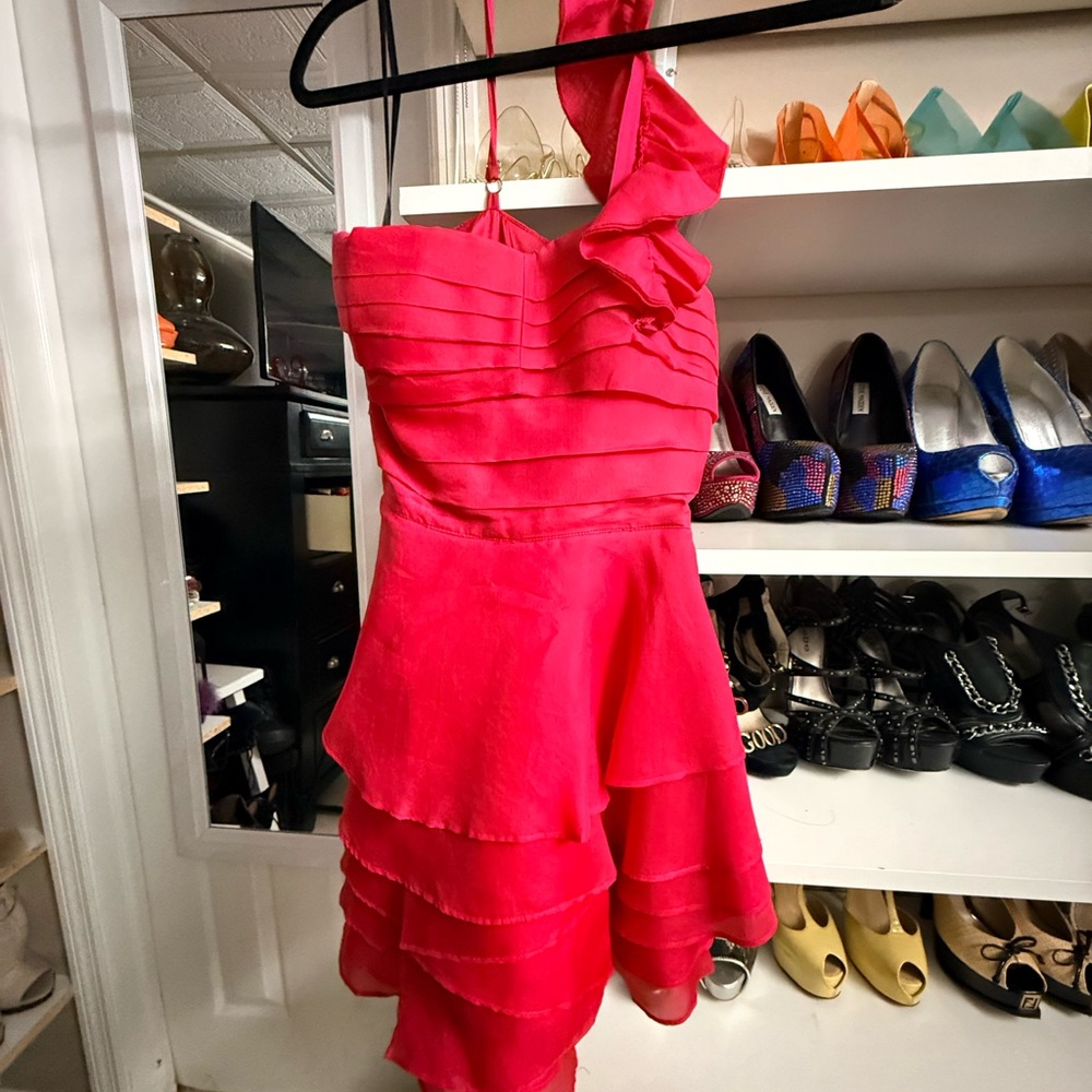 Bebe Hot Pink Layered Dress